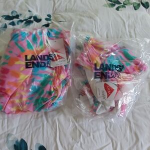 Lands' End Primrose Pink Tie Dye Swim Set